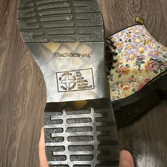 Dr. Martens 1460 parchment beige floral boots women 10 custom - Picture 5 of 9